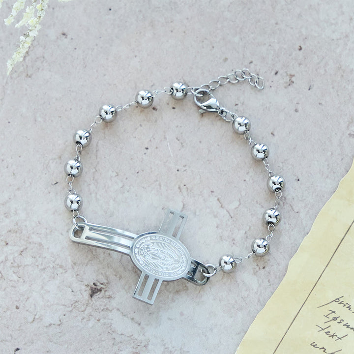 Grace-Filled Beaded Bracelet: Cross Charm for Gentle Reminders