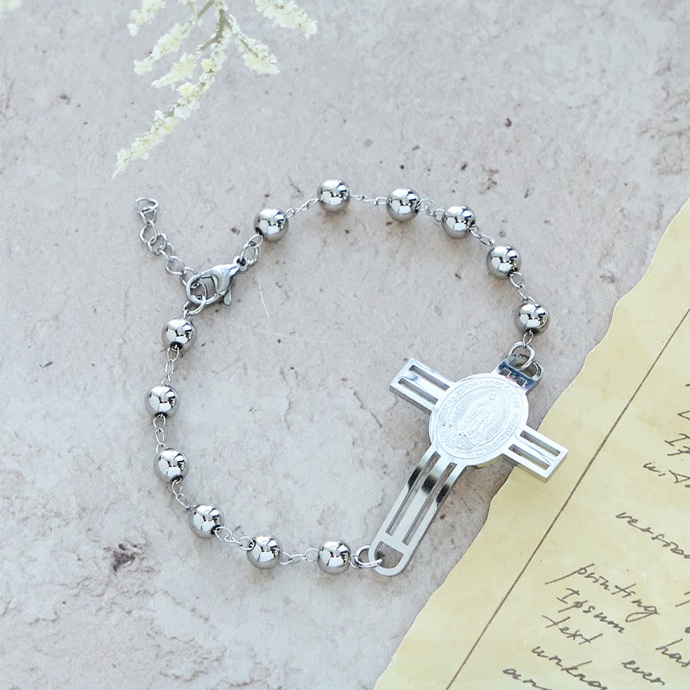 Grace-Filled Beaded Bracelet: Cross Charm for Gentle Reminders