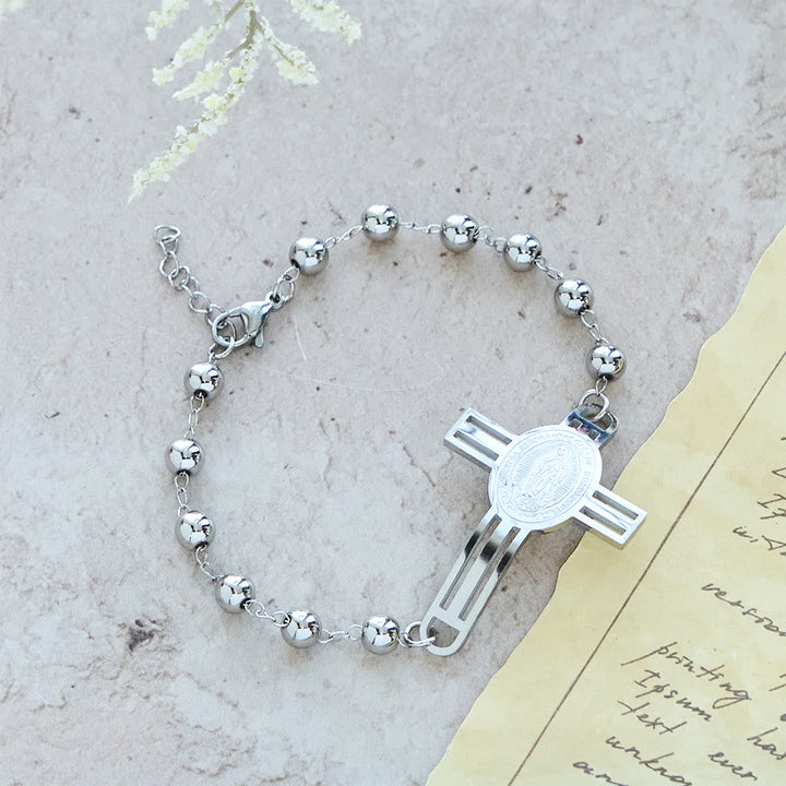 Grace-Filled Beaded Bracelet: Cross Charm for Gentle Reminders