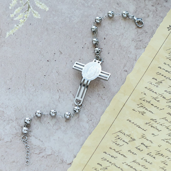 Grace-Filled Beaded Bracelet: Cross Charm for Gentle Reminders