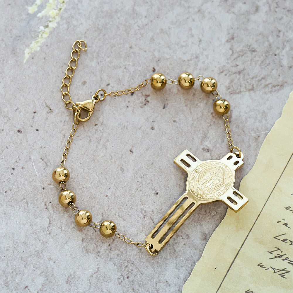 Grace-Filled Beaded Bracelet: Cross Charm for Gentle Reminders