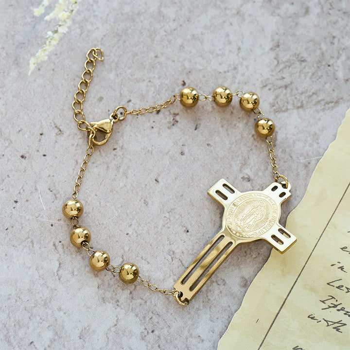 Grace-Filled Beaded Bracelet: Cross Charm for Gentle Reminders