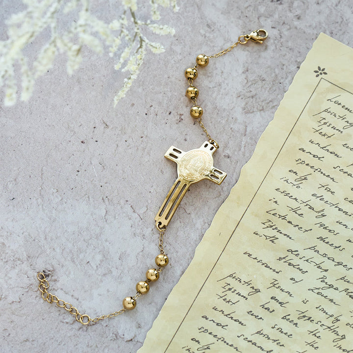Grace-Filled Beaded Bracelet: Cross Charm for Gentle Reminders