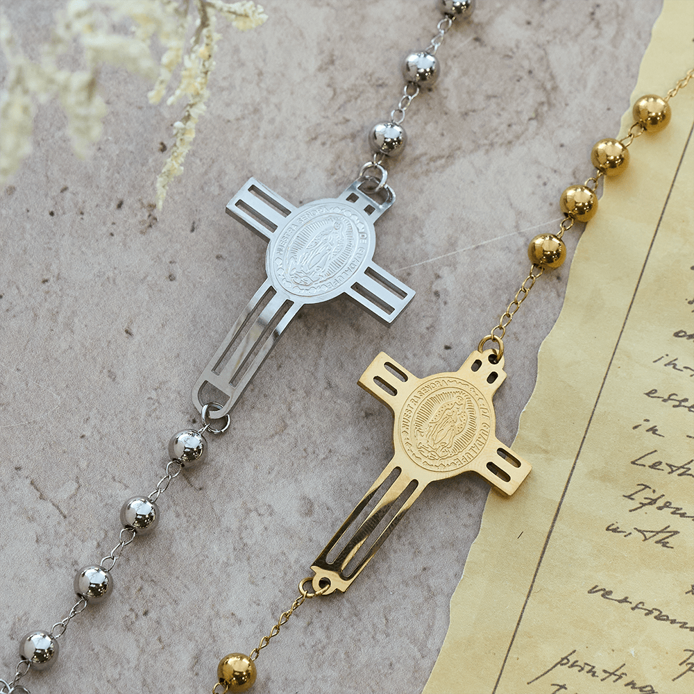 Grace-Filled Beaded Bracelet: Cross Charm for Gentle Reminders