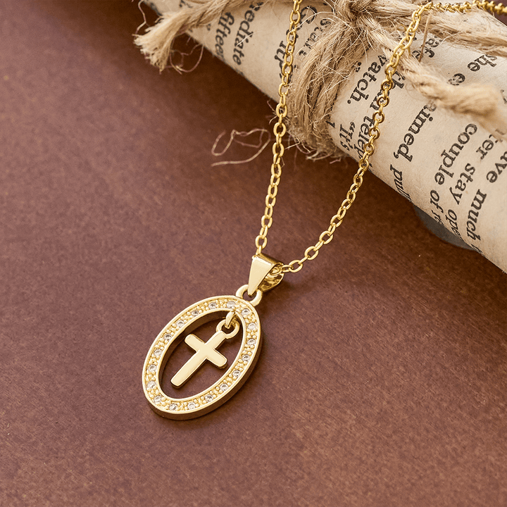 Cross & Shimmering Oval Necklace: Quiet Reminders of His Love