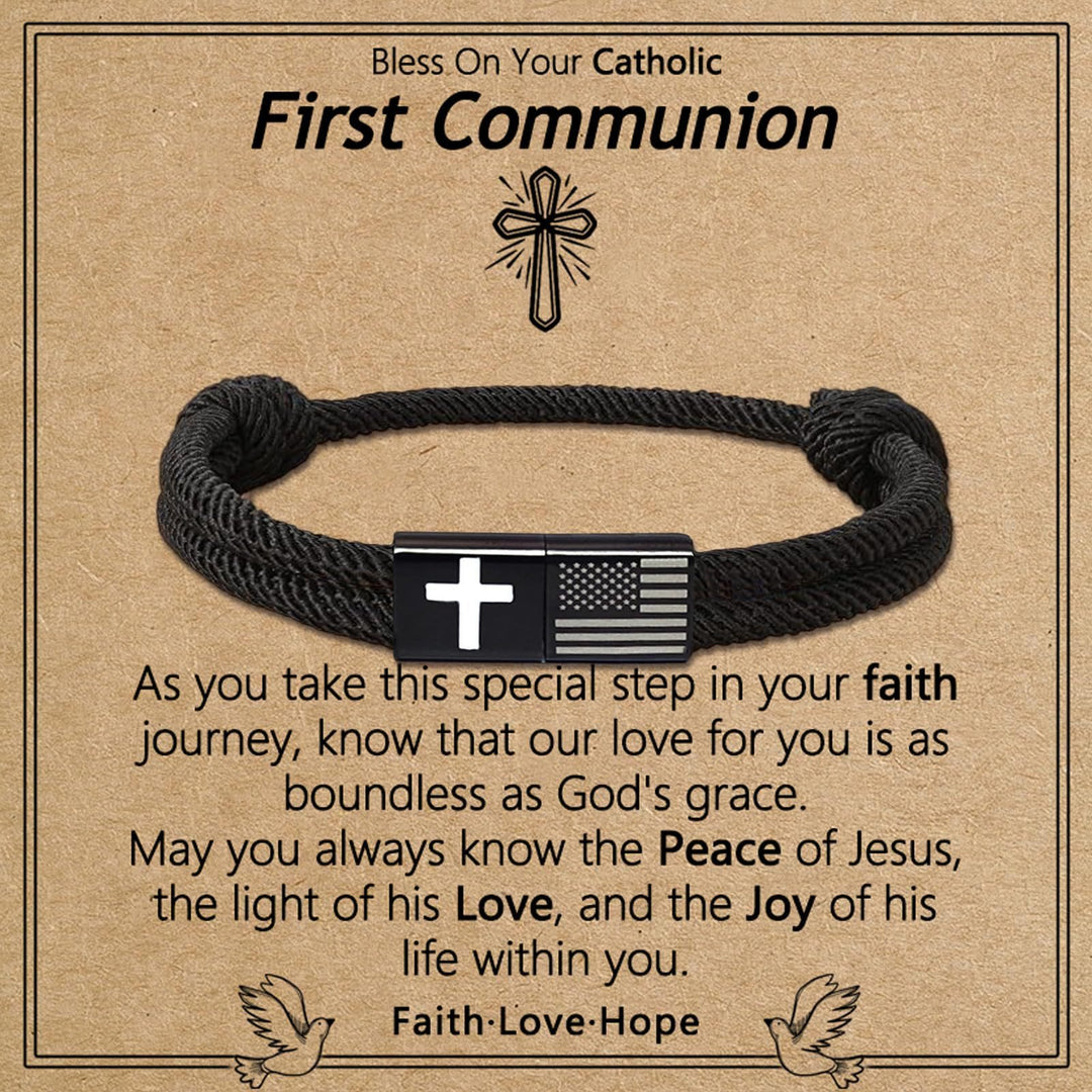 American Flag & Cross Bracelet with Card: Practical Faith Wrapped in Meaning