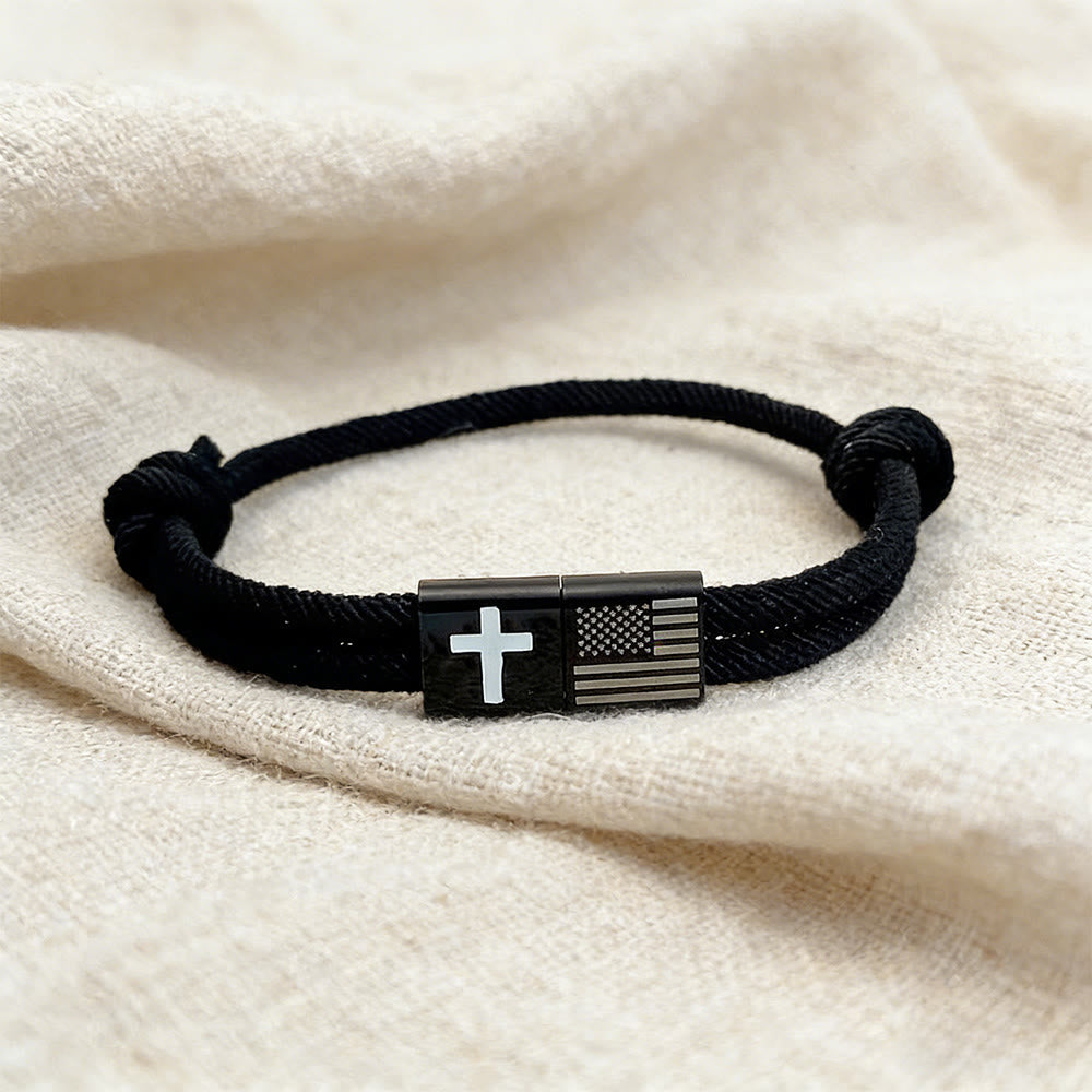 American Flag & Cross Bracelet with Card: Practical Faith Wrapped in Meaning