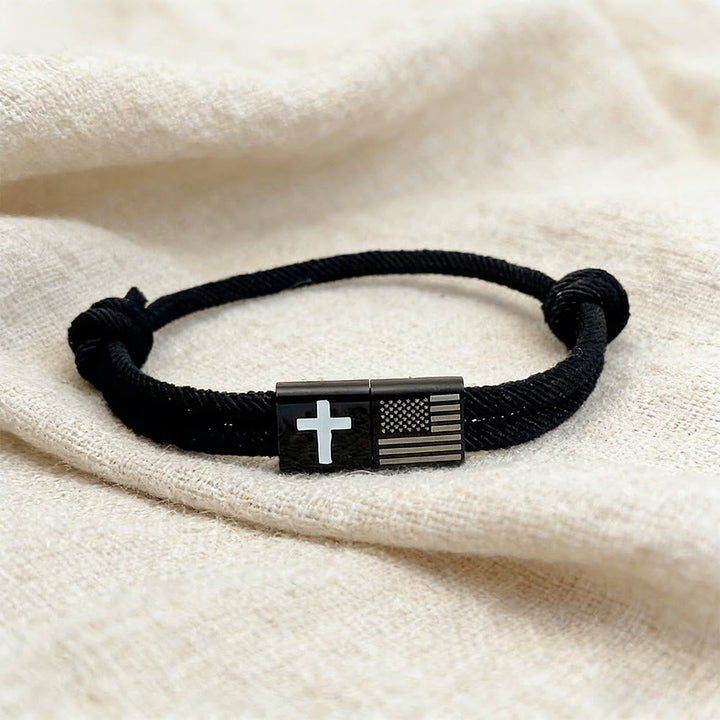 American Flag & Cross Bracelet with Card: Practical Faith Wrapped in Meaning