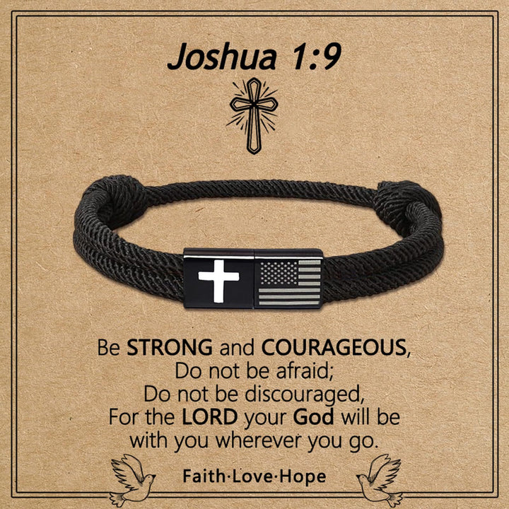 American Flag & Cross Bracelet with Card: Practical Faith Wrapped in Meaning