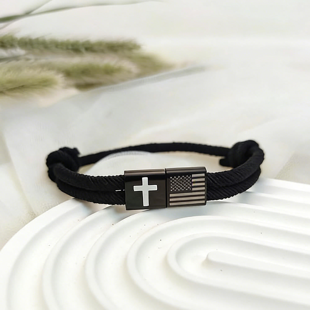 American Flag & Cross Bracelet with Card: Practical Faith Wrapped in Meaning