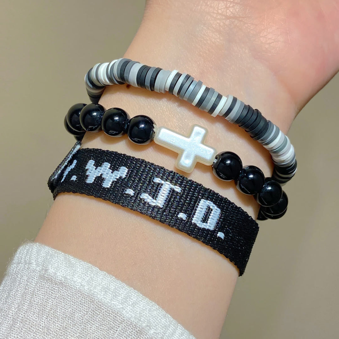 Faith Prompt Bracelet with Cross Bead & WWJD Card: Gift-Ready Keepsake