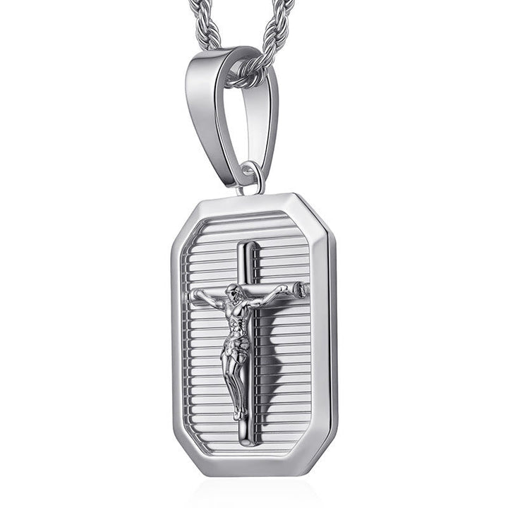 Crucifix Dog Tag Necklace: His Sacrifice Close to Your Heart