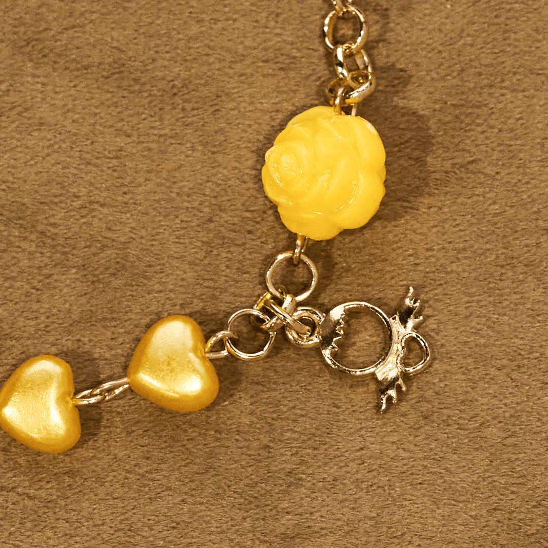 Yellow Heart Bead Rosary & Bracelet Set: Tender Companion of Daily Grace