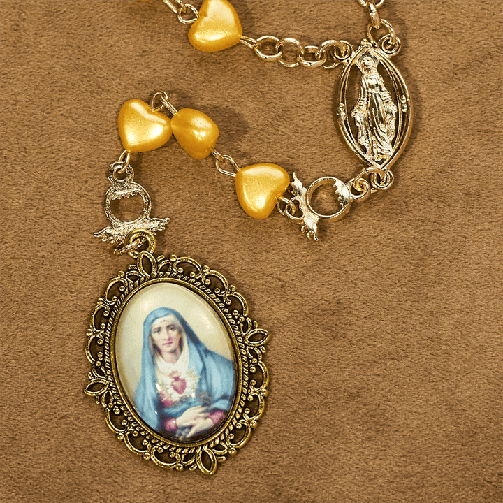 Yellow Heart Bead Rosary & Bracelet Set: Tender Companion of Daily Grace