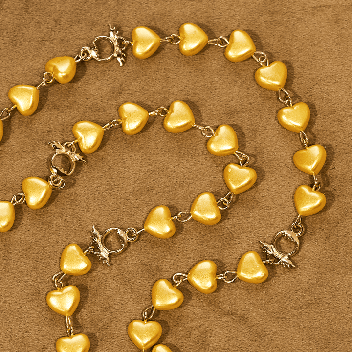 Yellow Heart Bead Rosary & Bracelet Set: Tender Companion of Daily Grace