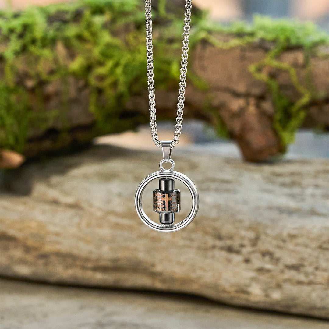 Rotating Cross Scripture Necklace: Constant Faith Companion for Wearers