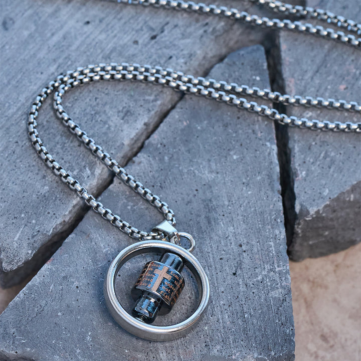 Rotating Cross Scripture Necklace: Constant Faith Companion for Wearers