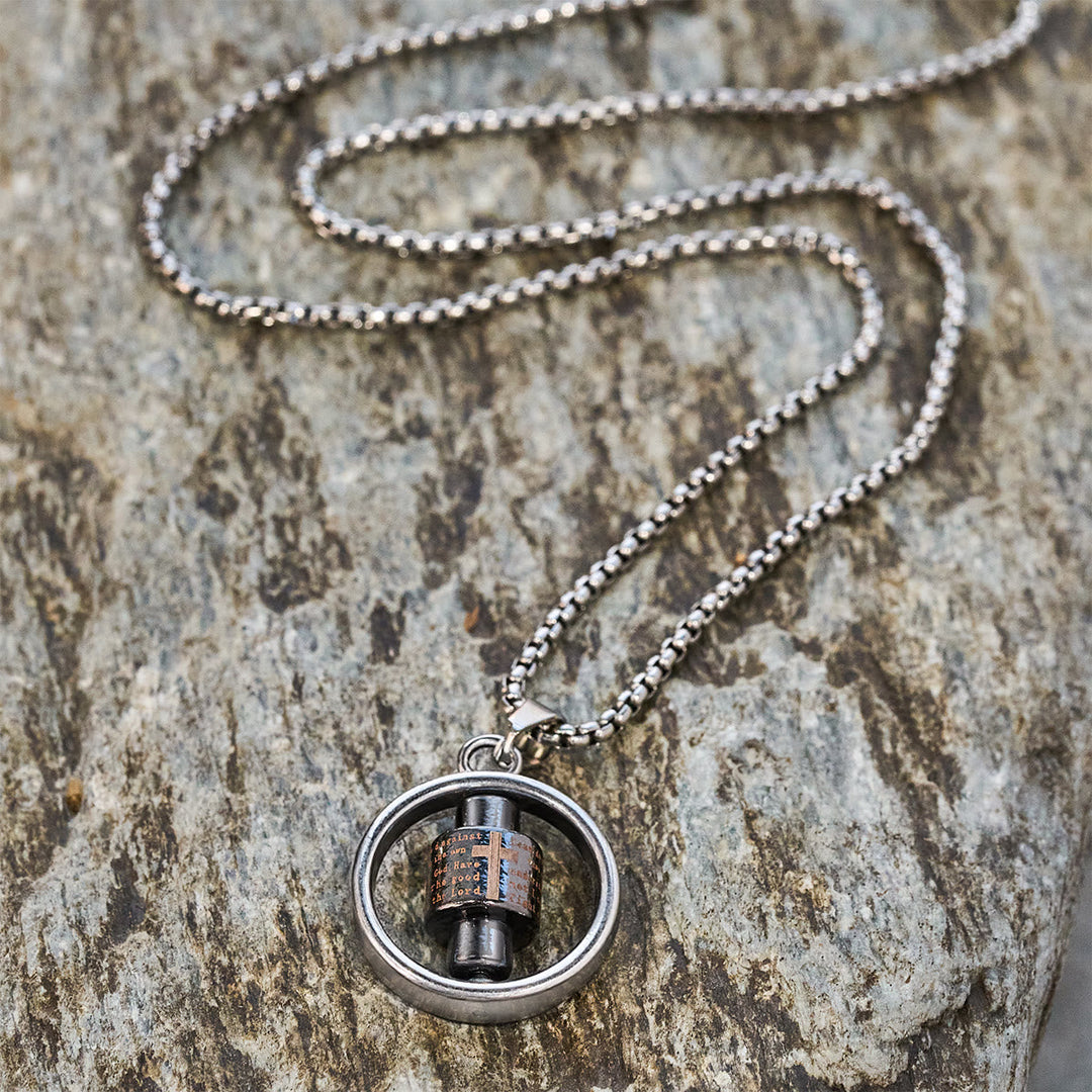 Rotating Cross Scripture Necklace: Constant Faith Companion for Wearers