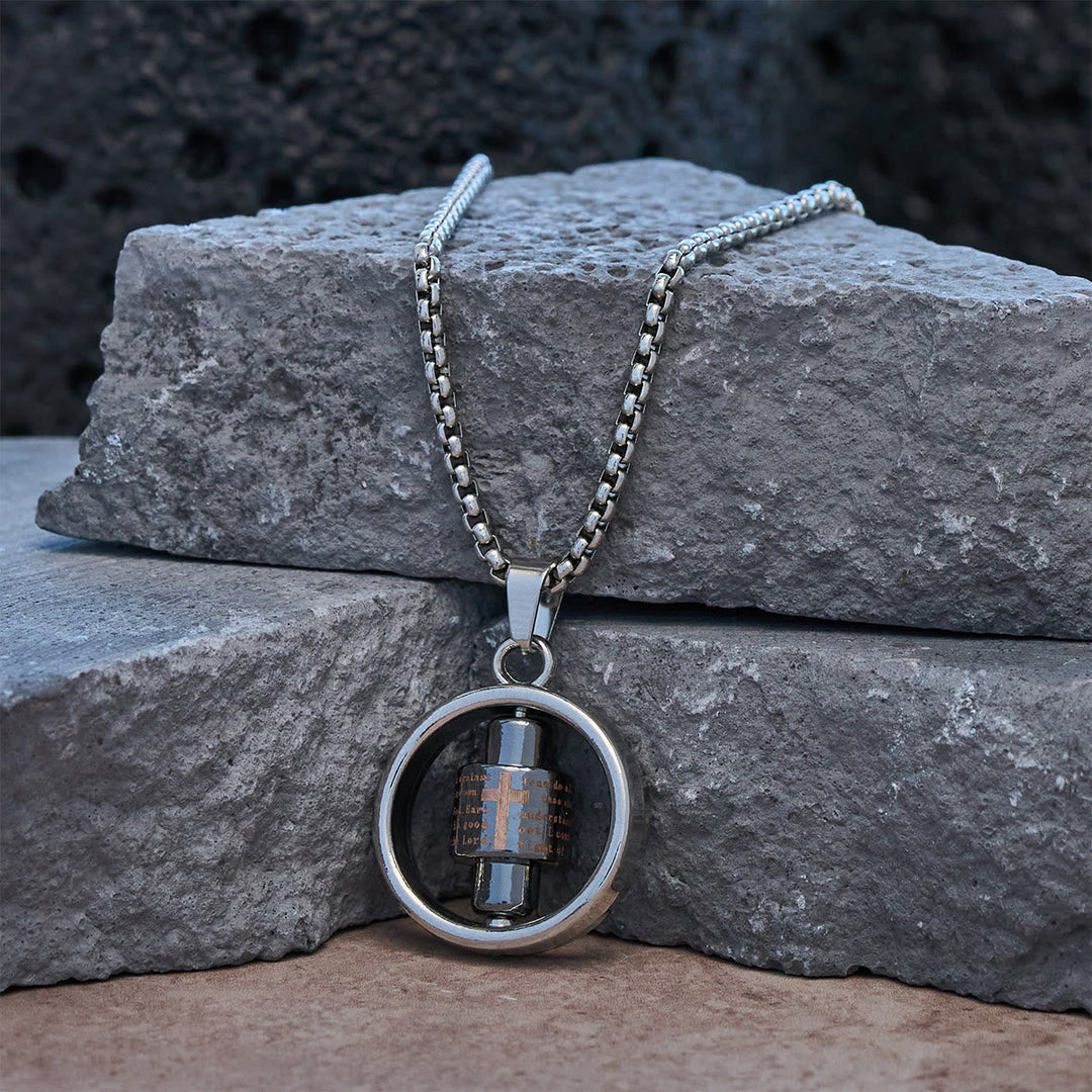 Rotating Cross Scripture Necklace: Constant Faith Companion for Wearers
