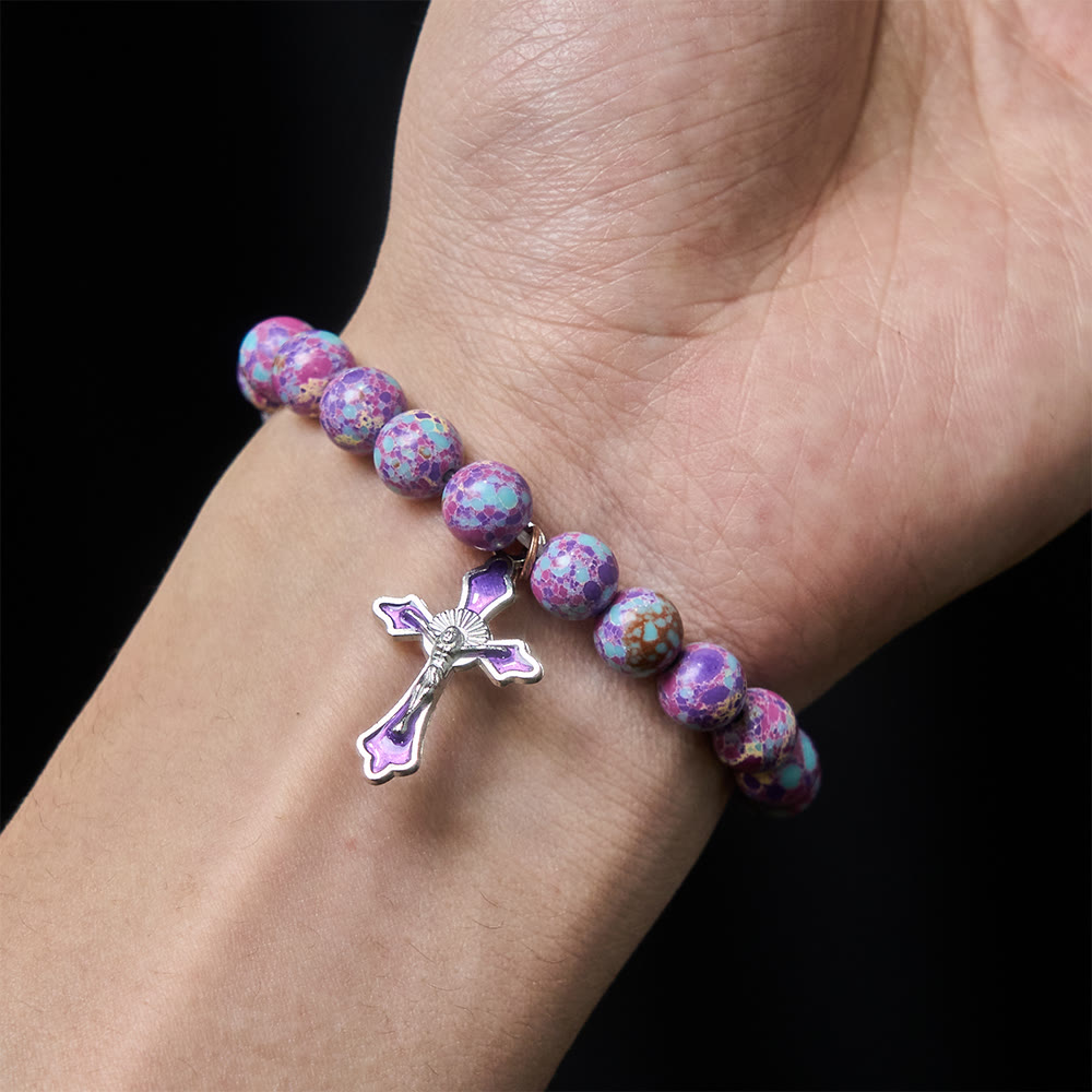 Marbled Purple Agate Bracelet: Distinctive Faith in Earthy Texture