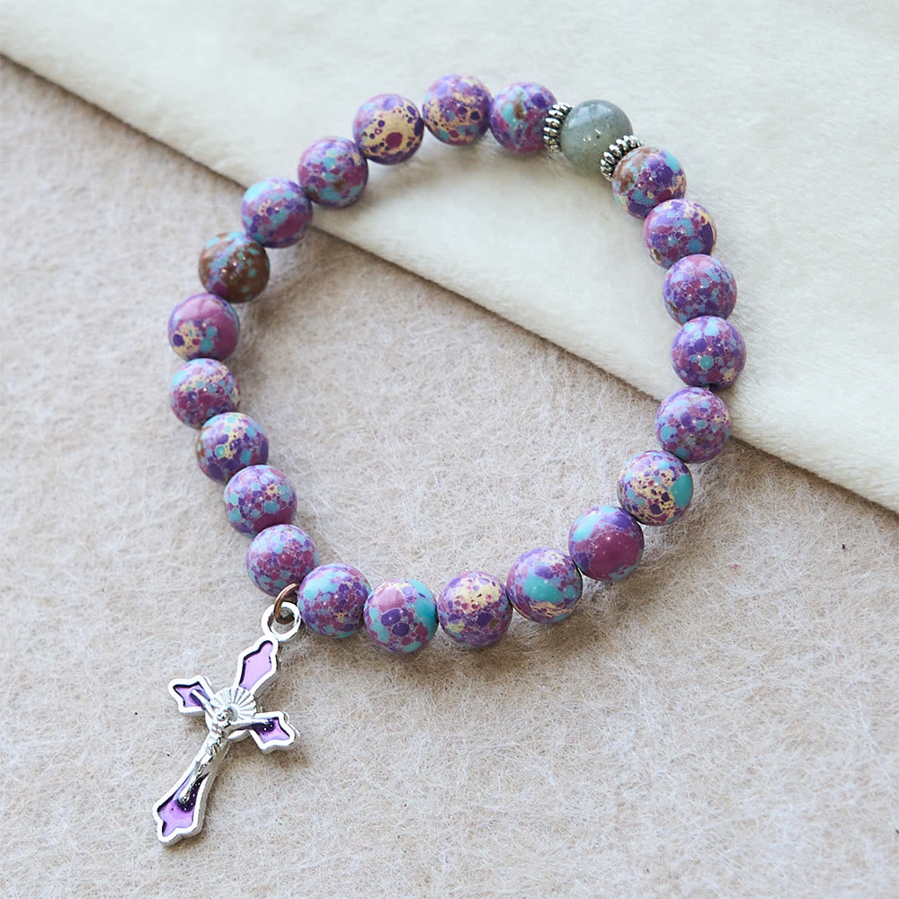 Marbled Purple Agate Bracelet: Distinctive Faith in Earthy Texture