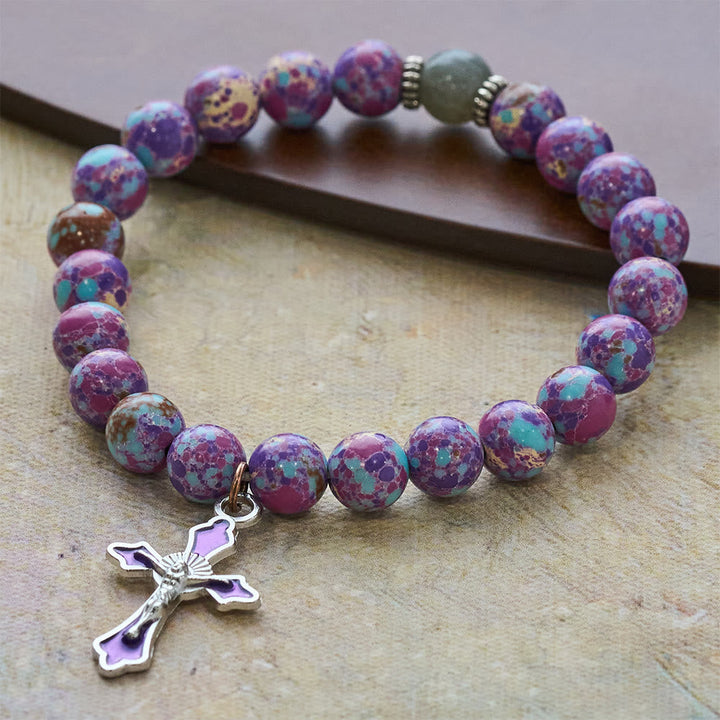 Marbled Purple Agate Bracelet: Distinctive Faith in Earthy Texture