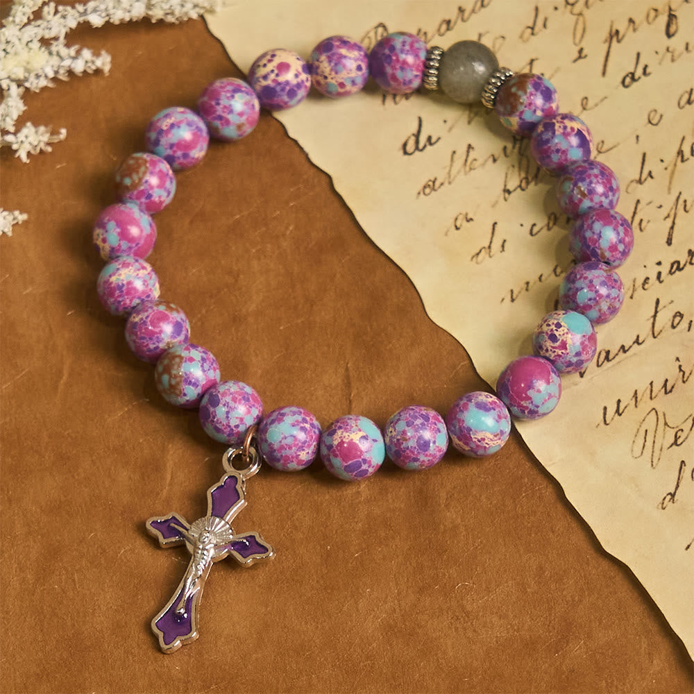 Marbled Purple Agate Bracelet: Distinctive Faith in Earthy Texture