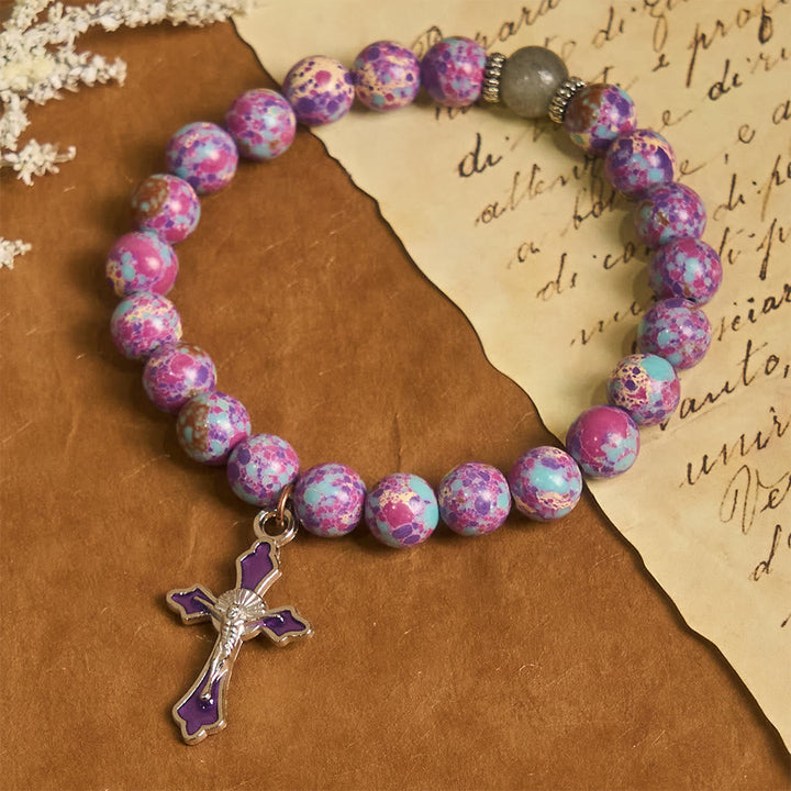 Marbled Purple Agate Bracelet: Distinctive Faith in Earthy Texture
