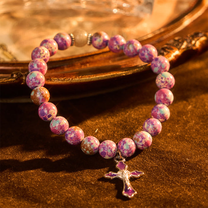 Marbled Purple Agate Bracelet: Distinctive Faith in Earthy Texture