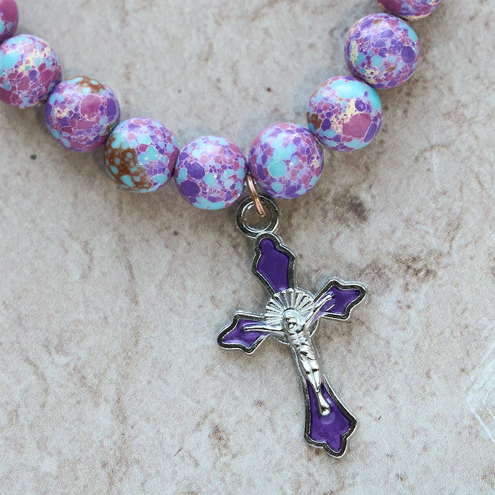 Marbled Purple Agate Bracelet: Distinctive Faith in Earthy Texture