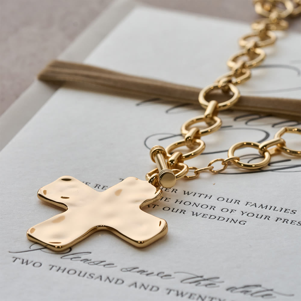 Hammered Cross Series Necklace: Contemporary Faith & Stylish Devotion
