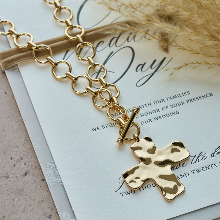 Hammered Cross Series Necklace: Contemporary Faith & Stylish Devotion
