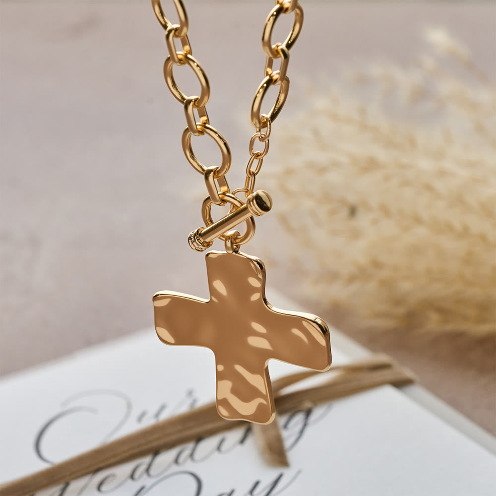 Hammered Cross Series Necklace: Contemporary Faith & Stylish Devotion