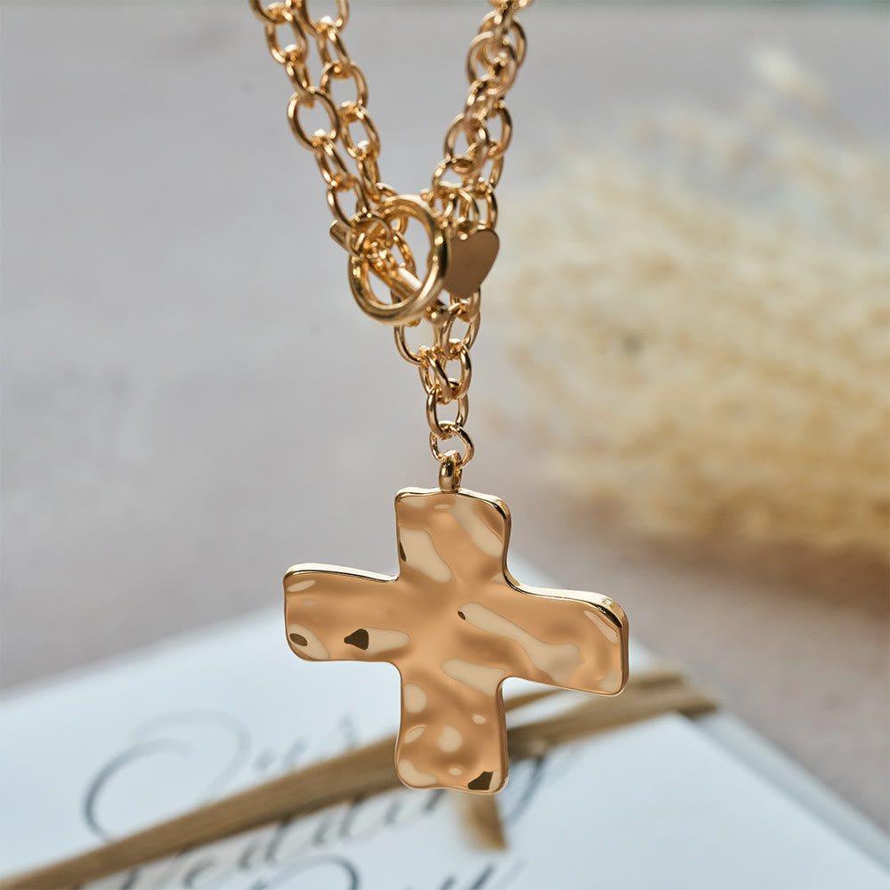 Hammered Cross Series Necklace: Contemporary Faith & Stylish Devotion