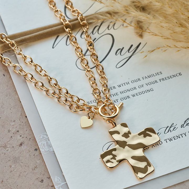 Hammered Cross Series Necklace: Contemporary Faith & Stylish Devotion