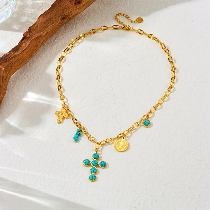 Three-Style Cross & Medal Necklace: Delicate Devotion for Daily Wear