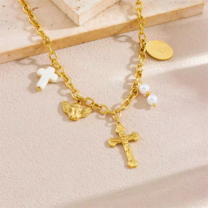 Three-Style Cross & Medal Necklace: Delicate Devotion for Daily Wear