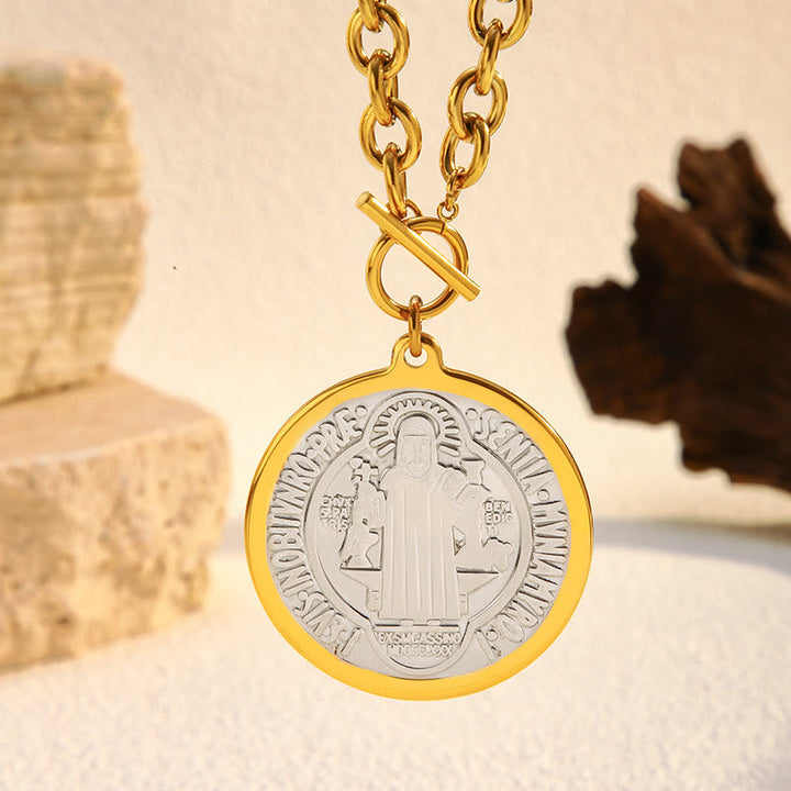 Two-Style St. Benedict Medal Necklace: Steadfast Devotion for Daily Wear