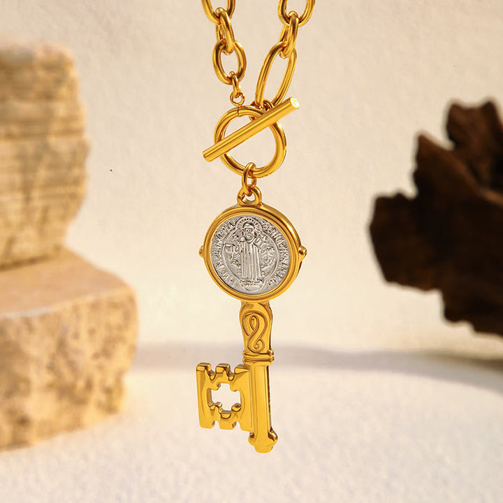 Two-Style St. Benedict Medal Necklace: Steadfast Devotion for Daily Wear