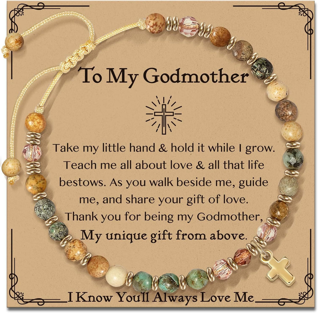 Natural Stone & Cross Bracelet with Bible Card Series: Tender Devotion for Special Moments