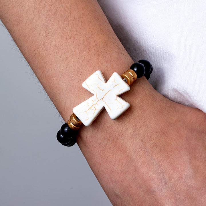 Multi-Style Textured Cross Bracelet: Bold Devotion for Daily Wear