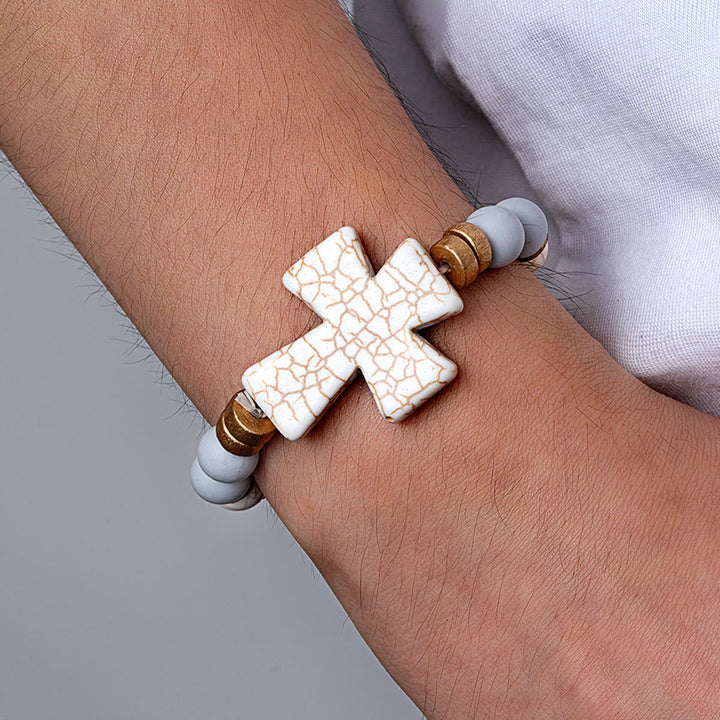 Multi-Style Textured Cross Bracelet: Bold Devotion for Daily Wear