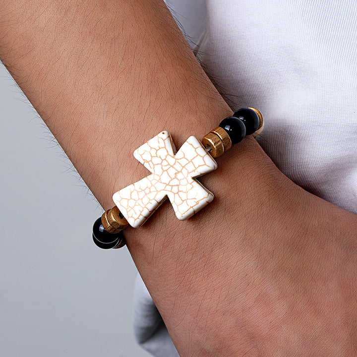 Multi-Style Textured Cross Bracelet: Bold Devotion for Daily Wear