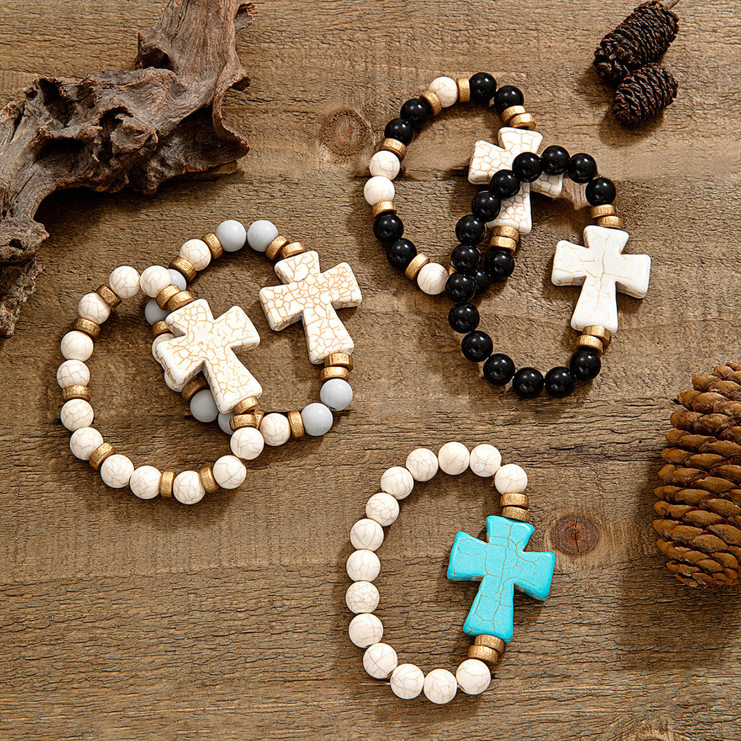 Multi-Style Textured Cross Bracelet: Bold Devotion for Daily Wear