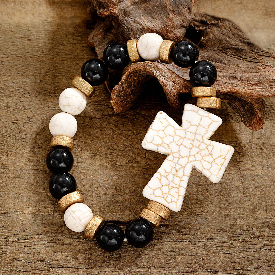 Multi-Style Textured Cross Bracelet: Bold Devotion for Daily Wear