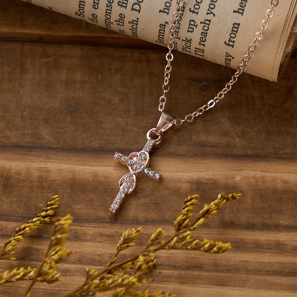 Multicolored Elegant Infinity Heart Cross Pendant Necklace
