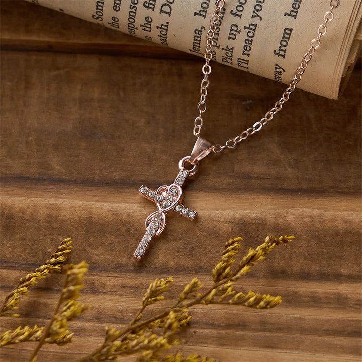 Multicolored Elegant Infinity Heart Cross Pendant Necklace