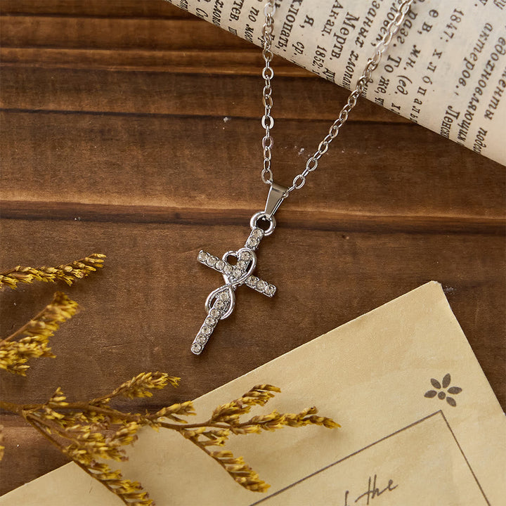 Multicolored Elegant Infinity Heart Cross Pendant Necklace