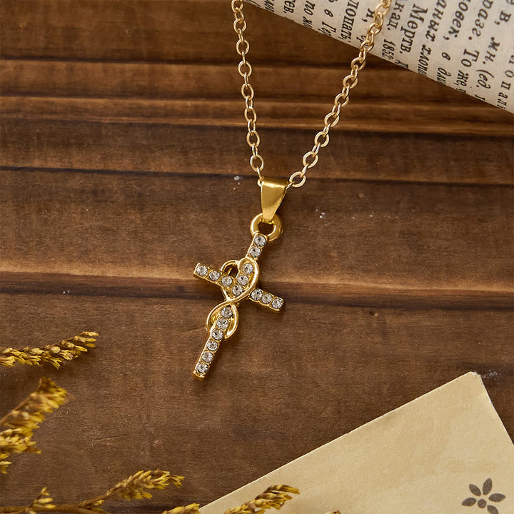 Multicolored Elegant Infinity Heart Cross Pendant Necklace