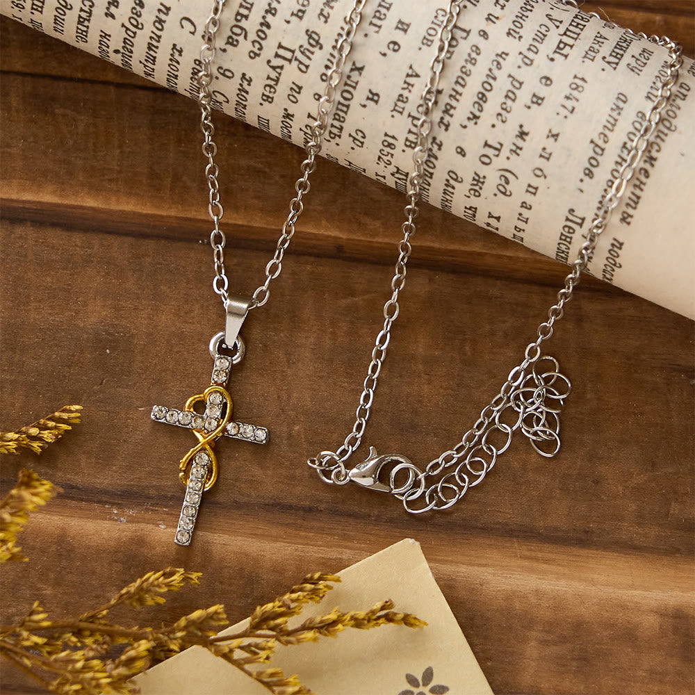 Multicolored Elegant Infinity Heart Cross Pendant Necklace
